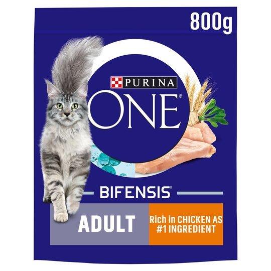 Purina ONE Adult Dry Cat Food Chicken & Wholegrain 800g (HS)