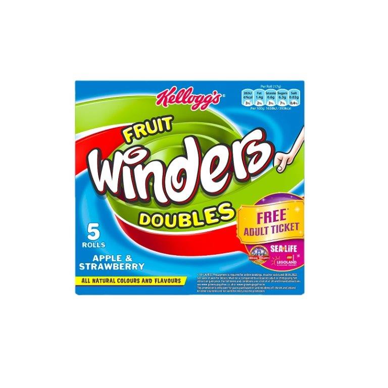 (STANDARD) Kelloggs Fruit Winders Doubles Apple & Strawberry 5pk (5 x 17g) 85g