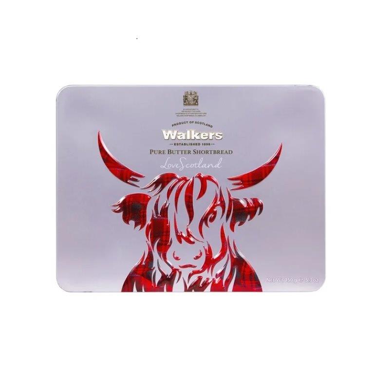 (DELIST) Walkers Assorted Shortbread Highland Cow Tin 150g