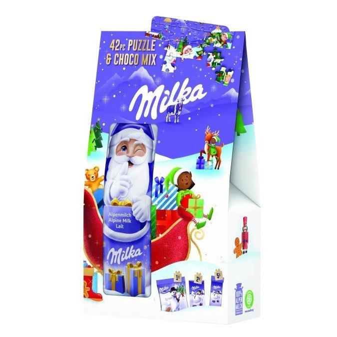 (Discontinued) Milka Milk Chocolate Foiled Santa & Puzzle 42s 124g