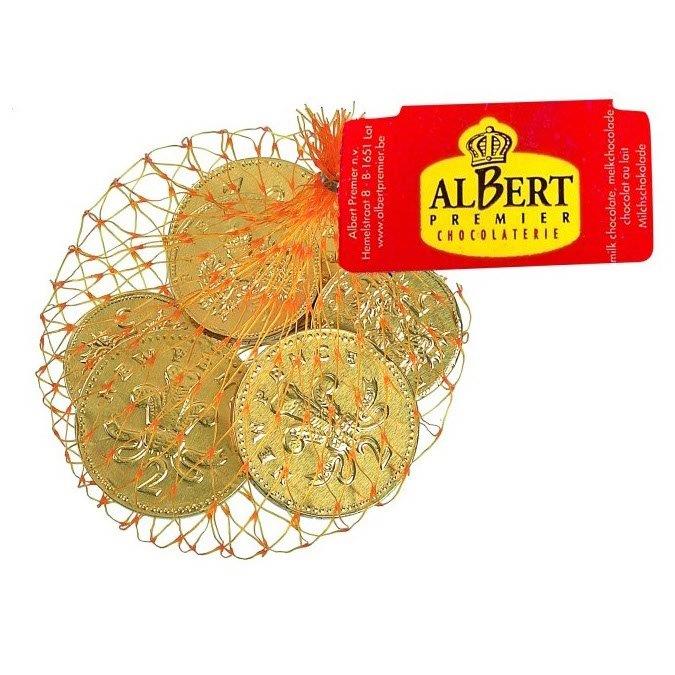 (DELIST)Albert Gold Foiled Uk Milk Chocolate Coins In Net 50g