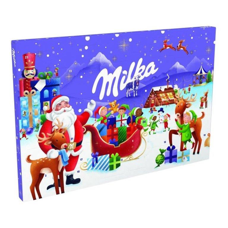 (STANDARD) Milka Advent Calendar Mix Of Milk Chocolate Crème Filled Figures 200g