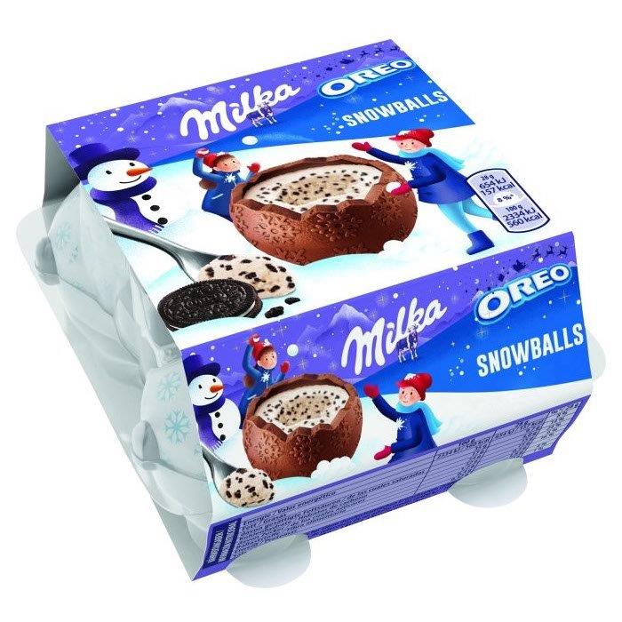 (Discontinued) Milka Milk Chocolate Snowballs & Oreo Creme Filling 4pk 112g