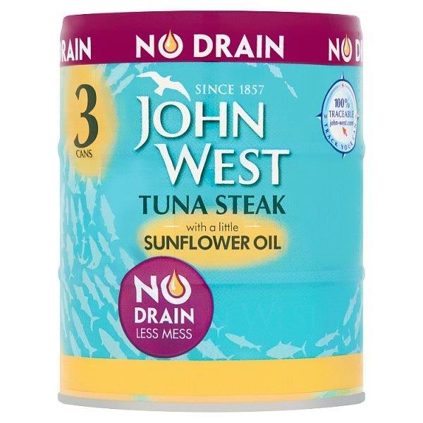 (DISCONTINUED) John West No Drain Tuna Steak Sunflower Oil 3pk (3 x 110g) 330g
