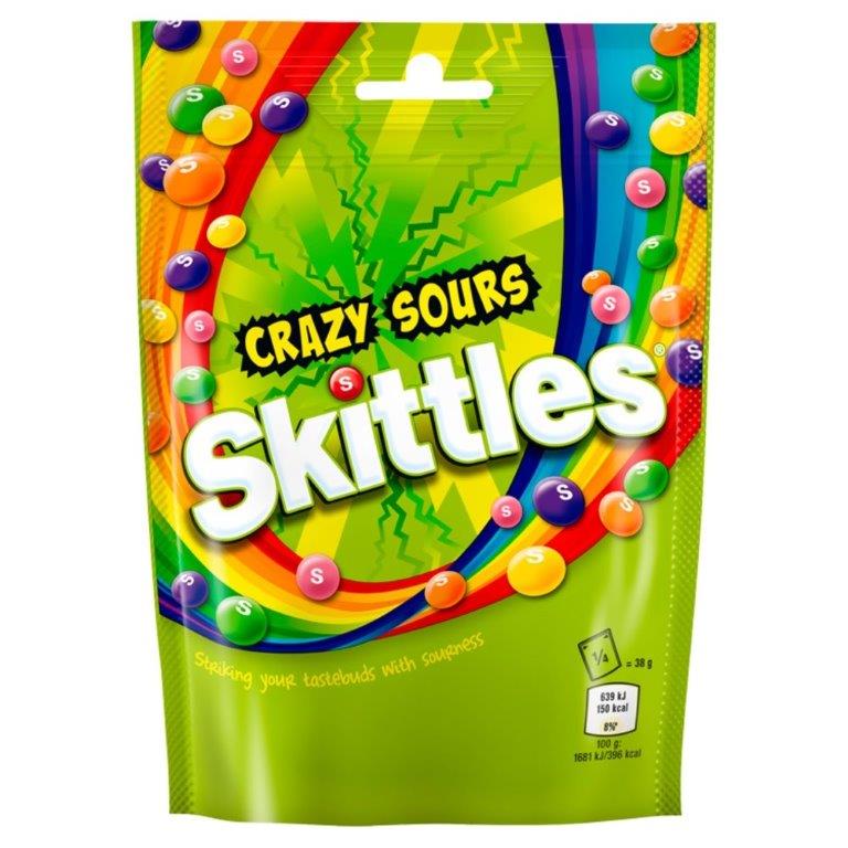 (STANDARD) Skittles Pouch Crazy Sours 136g