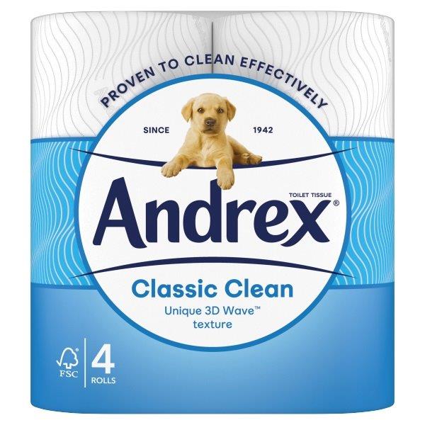 (Discontinued) Andrex Classic Clean Toilet Tissue 4 Rolls