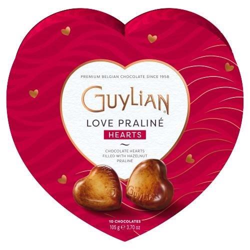 (Discontinued) Guylian Marbled Chocolate Praline Hearts In Red Heart Shaped Gift Carton 105g