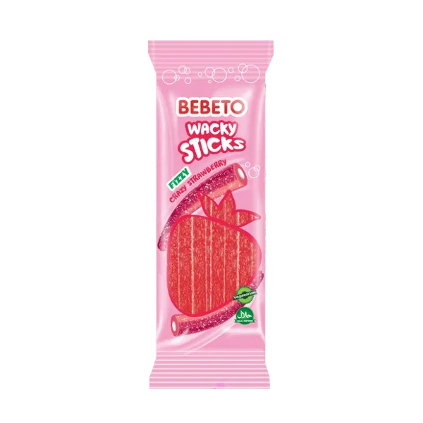 Bebeto Wacky Sticks Fizzy Strawberry 160g