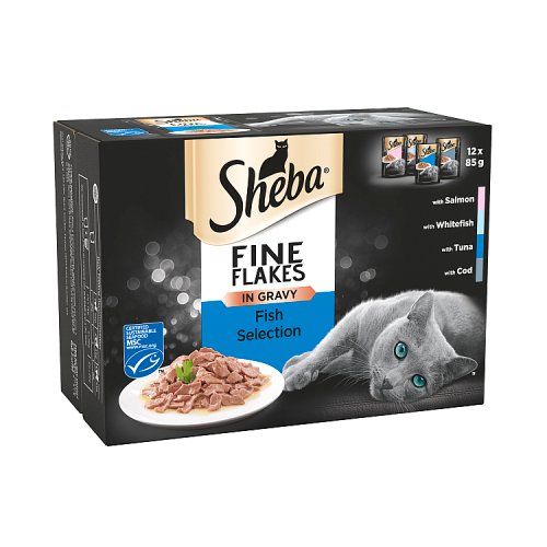 (DISCONTINUED) Sheba Fine Flakes Fish Selection In Gravy (12 x 85g)