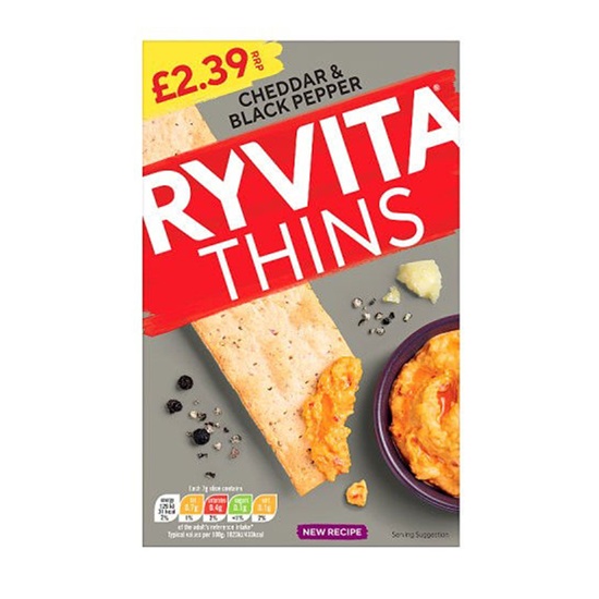 Ryvita Thins Cheddar and Black Pepper 125g PM £2.49