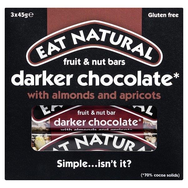 (DELIST) Eat Natural 70% Dark Chocolate Brazils & Apricot 3pk (3 x 45g) 135g