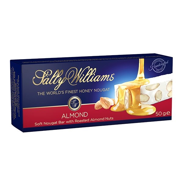 (DELIST) Sally Williams Soft Nougat Bar/Almonds 50g