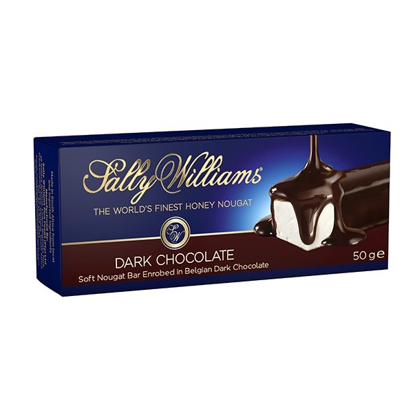 (DELIST) Sally Williams Belgian Dark Choc Soft Nougat Bar 50g