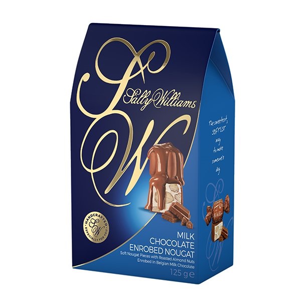(DELIST) Sally Williams Milk Choc Coated Nougat 125g