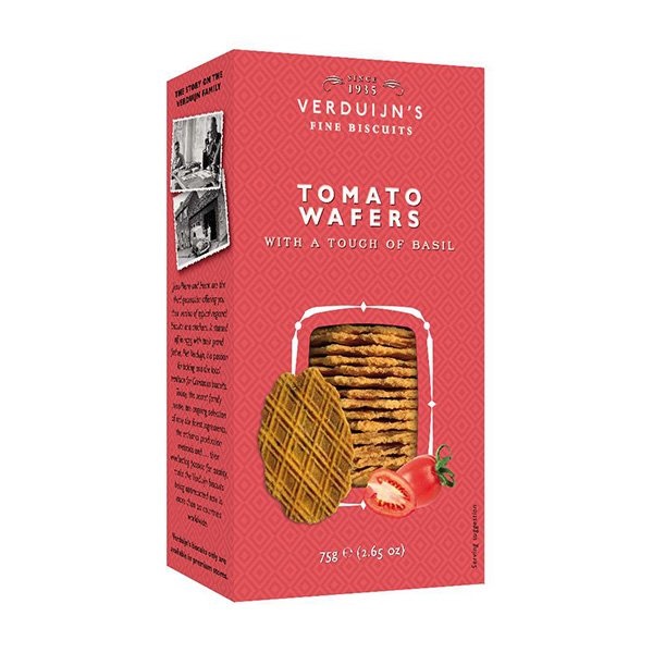 Verduijns Cheese Wafers With Basil & Tom 75g