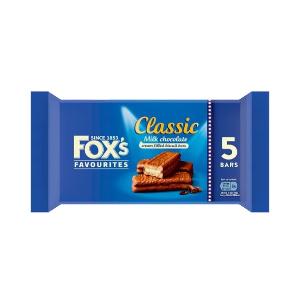 (Discontinued) Foxs Classic Milk Choco Cream Filled Bars 5pk 125g  (B)