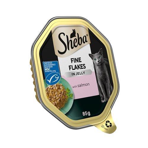 Sheba Fine Flakes Cat Tray with Salmon in Jelly 85g