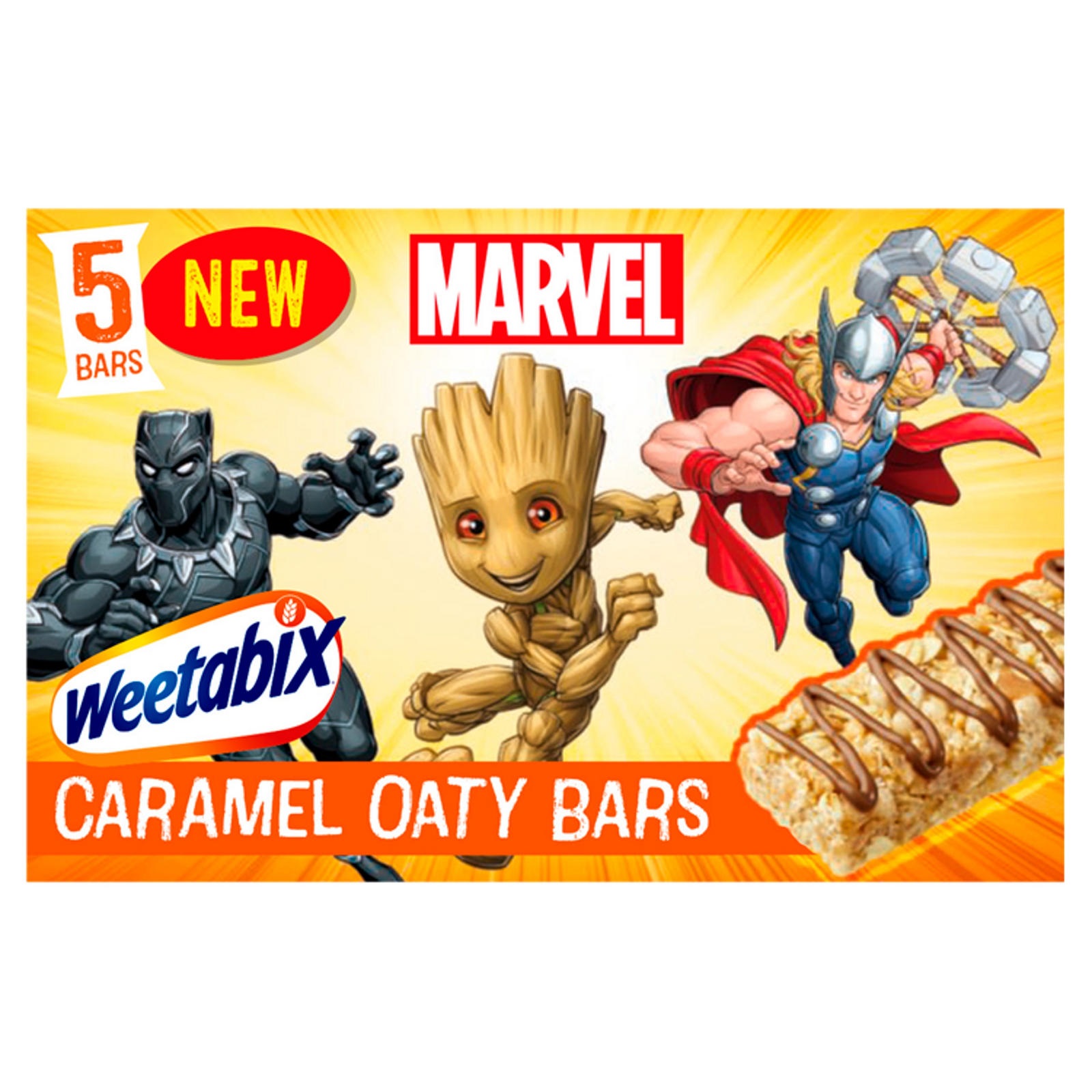 (Discontinued) Weetabix Marvel 5pk Caramel Oaty Bars 115g NEW