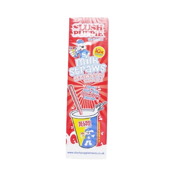 (STANDARD) Slush Puppie Strawberry Milk Straws 10s 6g NEW