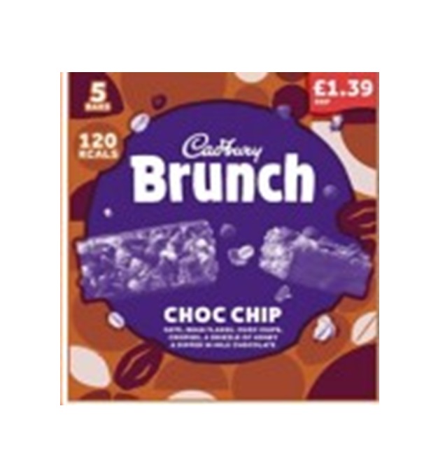 (STANDARD) Cadbury Brunch Choc Chip 5pk (5 x 28g) 140g PM £1.39
