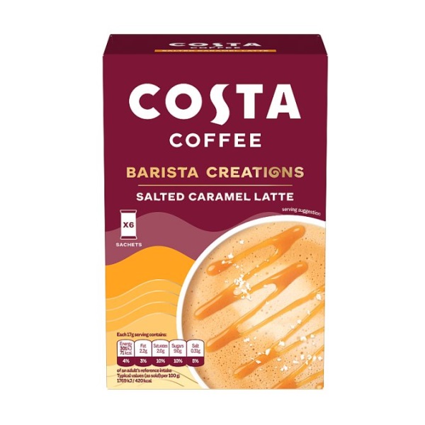 (STANDARD) Costa Salted Caramel Latte Sachets 6pk (6 x 17g) 102g