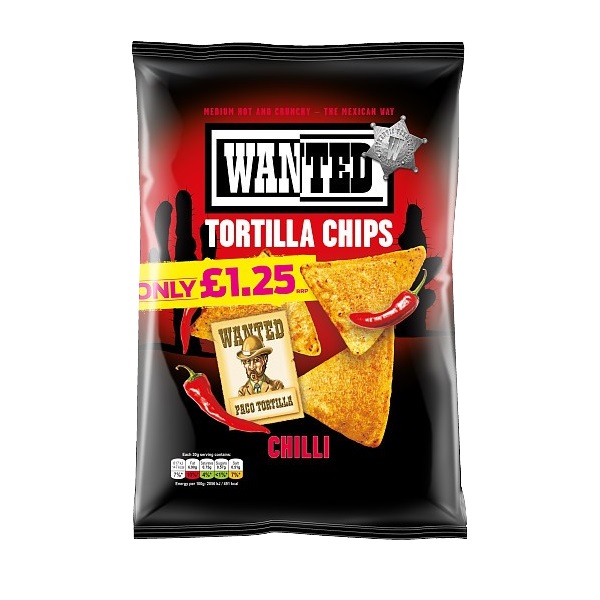 Wanted Tortilla Chips Chilli PM 125g PM £1.25 (HS)
