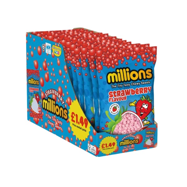 (STANDARD) Millions Strawberry Hanging Bags PM £1.49 110g
