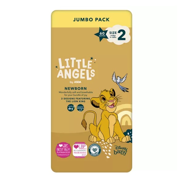 Little Angels Asda Newborn Disney Size 2 4-8 Kg JumboNappies 60pk
