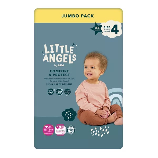Little Angels Asda Size 4 Comfort & Protect Jumbo Nappies 84pk