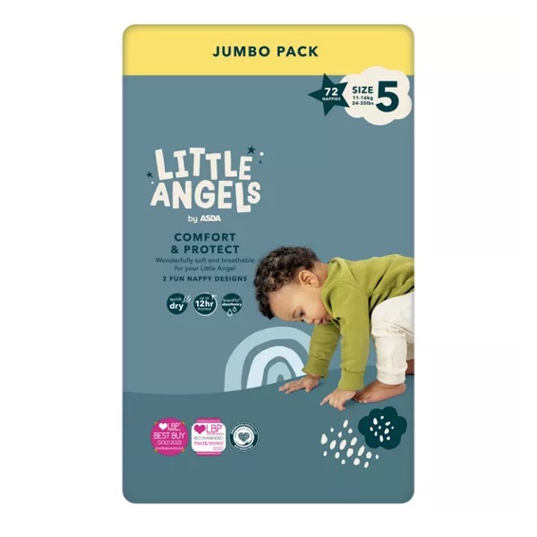 Little Angels Asda Size 5 Comfort & Protect Jumbo Nappies 72pk