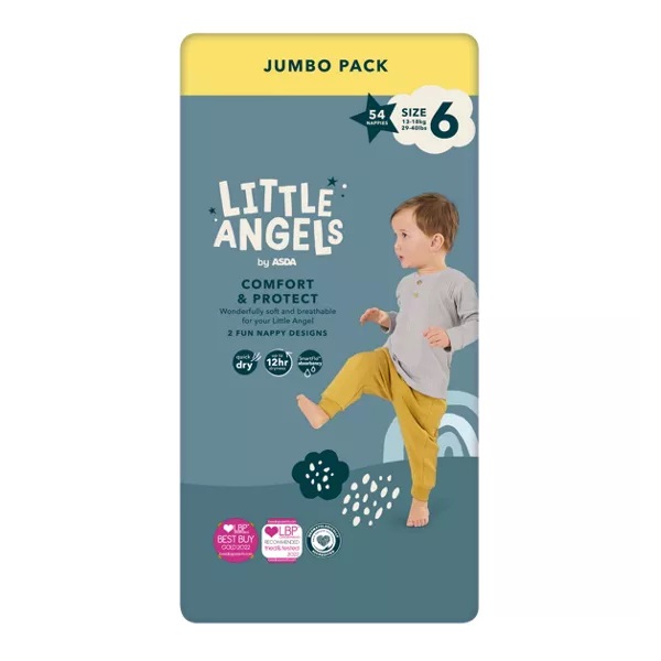 Little Angels Asda Size 6 Comfort & Protect Jumbo Nappies 54pk
