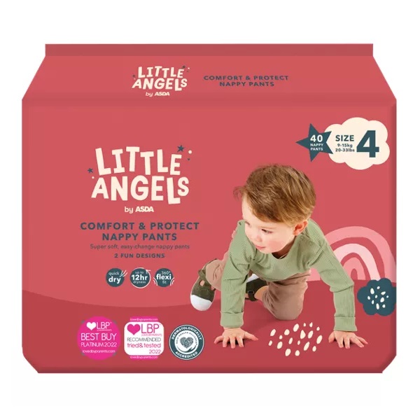 Little Angels Asda Size 4 Comfort & Protect Nappy Pants 40pk