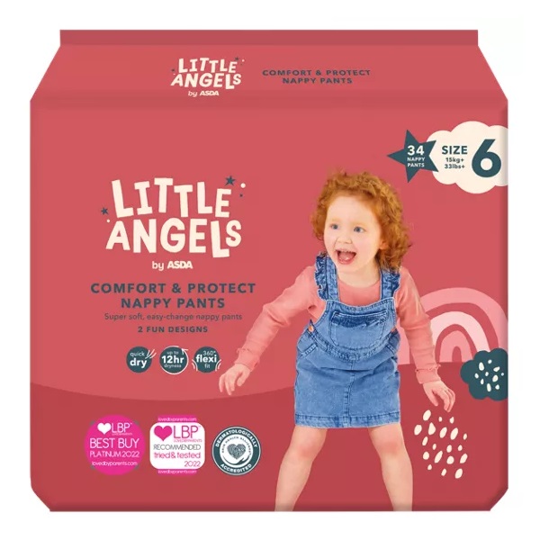 Little Angels Asda Comfort & Protect Size 6 Nappy Pants 34pk