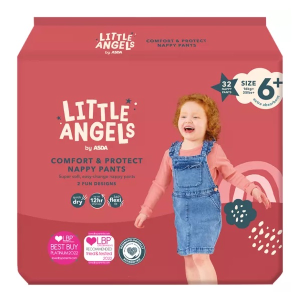 Little Angels Asda Comfort & Protect Size 6+ Nappy Pants 32pk