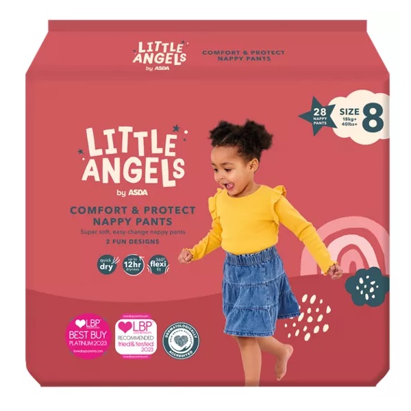 Little Angels Asda Comfort & Protect Size 8 18Kg+ Nappy Pants 28pk