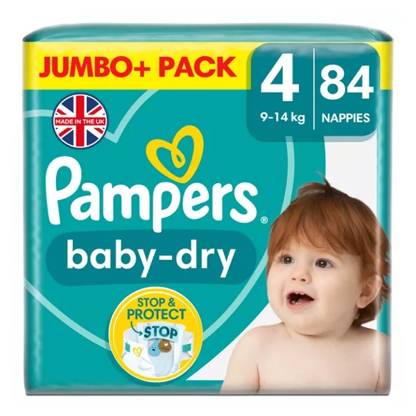 Pampers Baby Dry Size 4 Jumbo 9-14kg Nappies 84pk