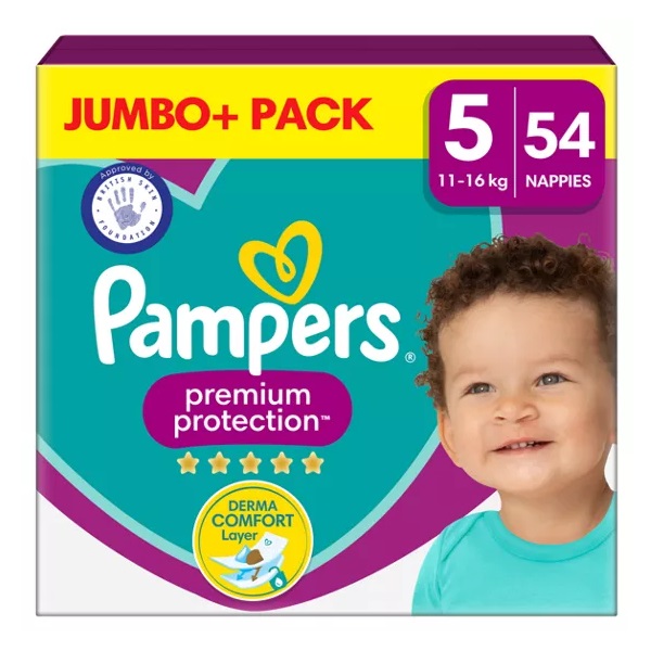 Pampers Premium Protection Size 5 Jumbo 11-16kg Nappies 54pk