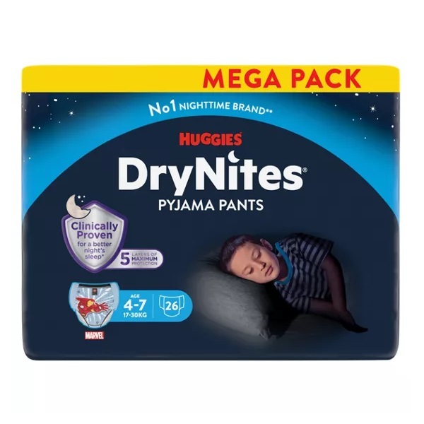 Huggies Drynites Pyjama Pants 4-7 Years 17-30Kg 26pk