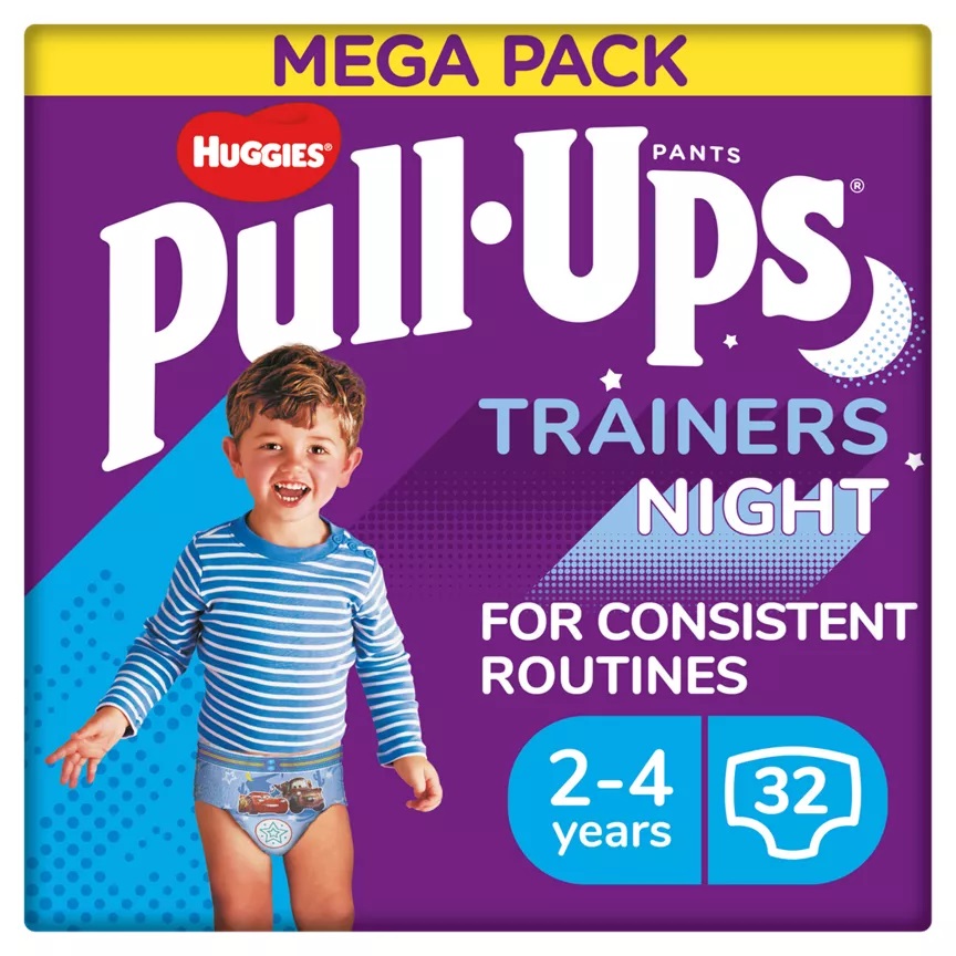 Huggies Pull-Ups Night Boy Big Kid Training Pants 2-4 Years 32pk
