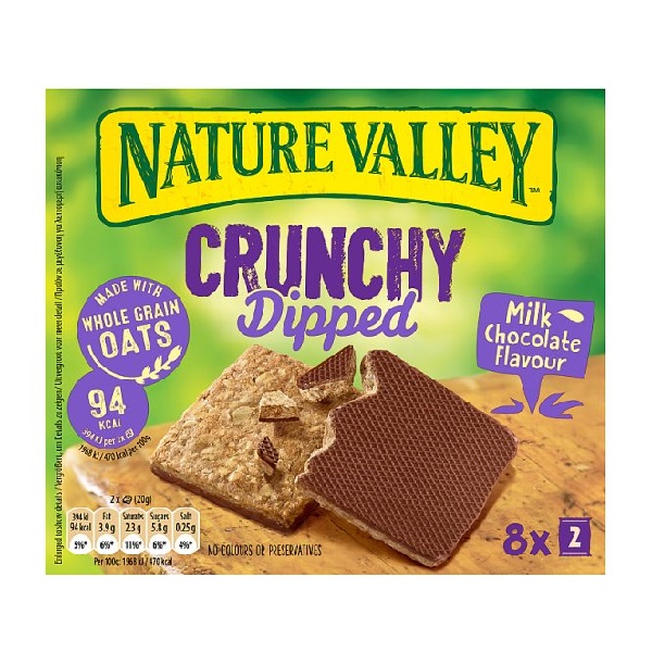 Nature Valley Crunchy Dipped Milk Choco 8pk 160g (HS)