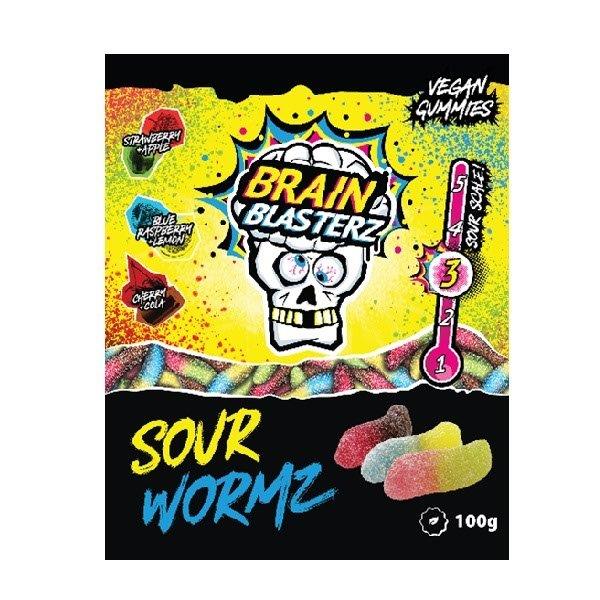 (STANDARD) Brain Blasterz Bag Sour Wormz 100g NEW