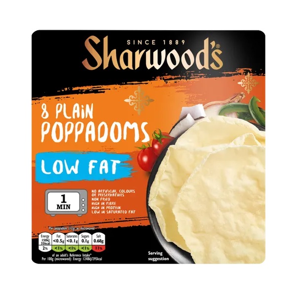 (DELIST)Sharwoods Microwaveable Plain Poppadoms 94g