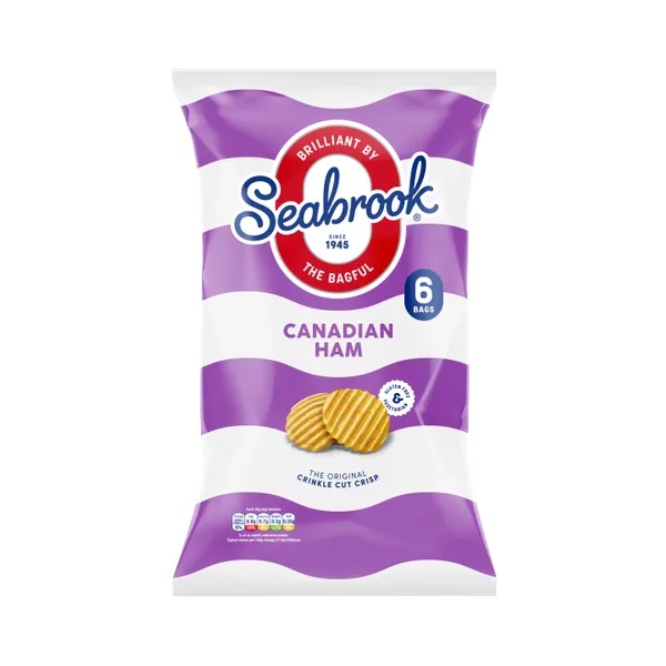 Seabrook Crinkle Crisps Canadian Ham 6pk (6 x 25g) 150g