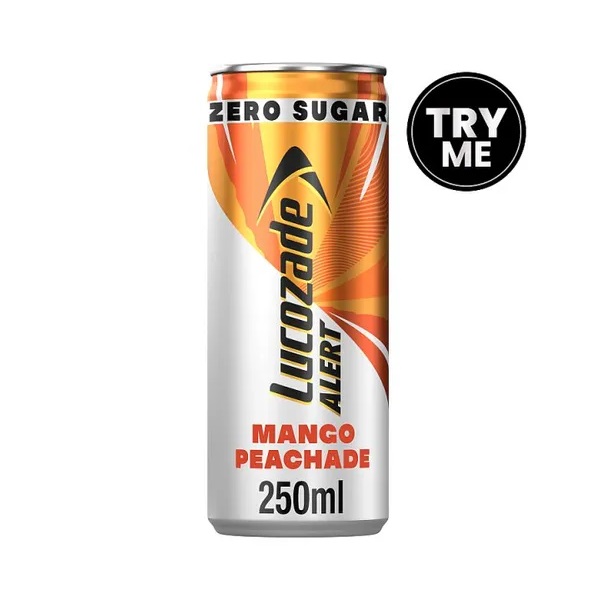 Lucozade Alert Zero Mango Peachade Can 250ml