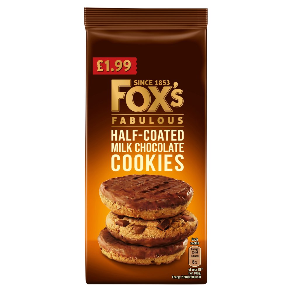 (STANDARD) Foxs Cookies Half Coated Chocolate PM £2.50 175g
