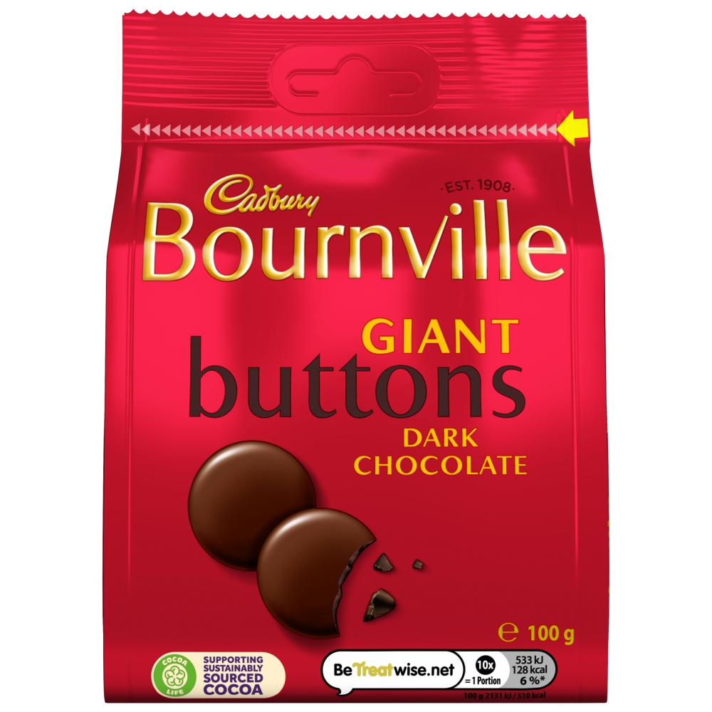 Cadbury Bournville Giant Buttons Large Bag 100g