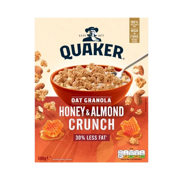 Quaker Oat Honey & Almond Granola 500g