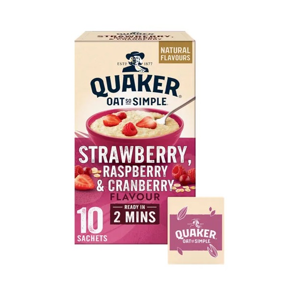 Quaker Oat So Simple Strw Rasp & Cranberry Porridge Sachets (10 x 33.9g)