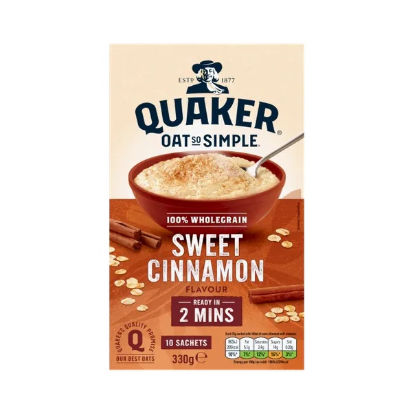 Quaker Oat So Simple Sweet Cinnamon Porridge Sachets (10 x 33g)
