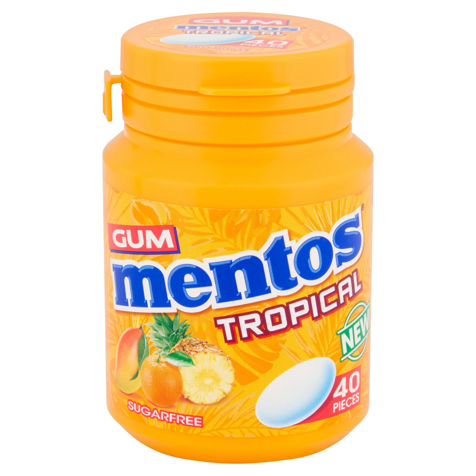 (DELIST) Mentos Gum 40pc Bottle Tropical 56g
